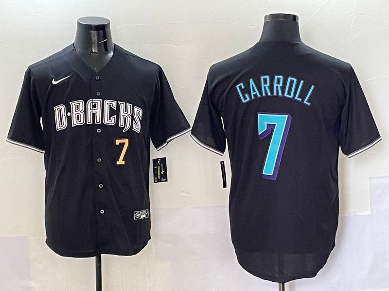 Men 2025 Arizona Diamondback 7 Garroll Black Joint Name Nike MLB Jersey style 1